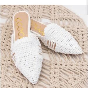 CCOCCI White Woven Mules Elegant Slip-On sz 10